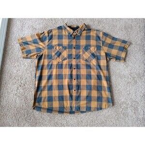Black Jack Flannel Shirt Men's Size 4XL Brown Plaid Button Down Short Sleeve